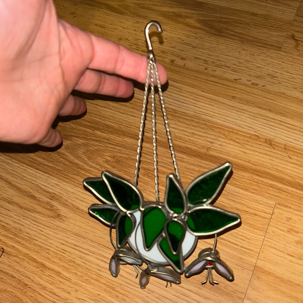 Tiffany Stained Glass Suncatcher Hanging Houseplant 6Pc Collectible Decor Bundle - Picture 5 of 8